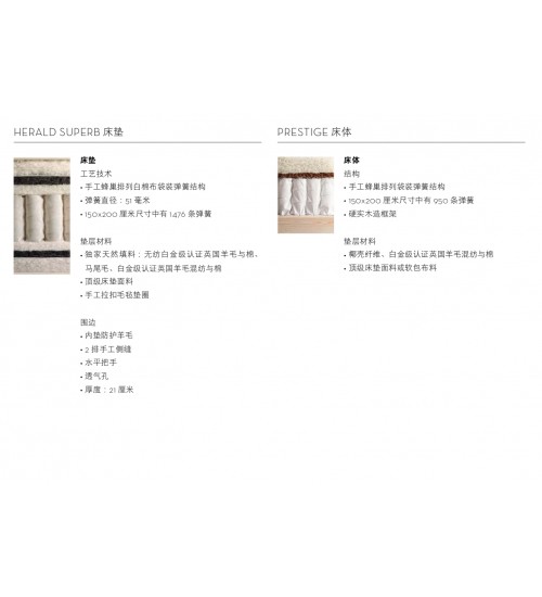Vispring床垫英国品牌Herald Superb系列手工弹簧席梦思